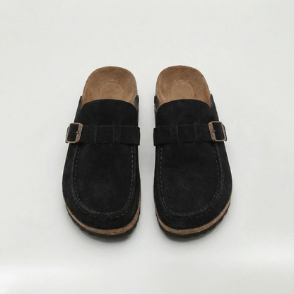 Zuecos Mujer de Ante Hebilla Ajustable Plantilla de Corcho