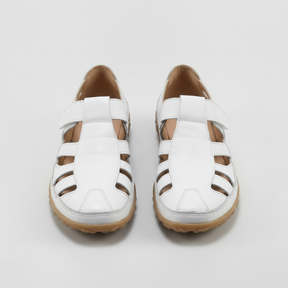 Sandalias Cerradas Mujer de Cuero con Tiras Suela Confortable