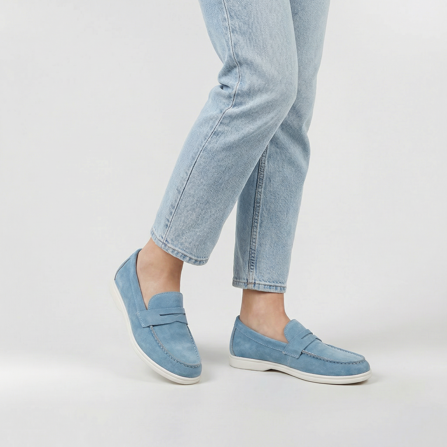 Mocasines Mujer de Ante Suave Sin Cordones Cómodos