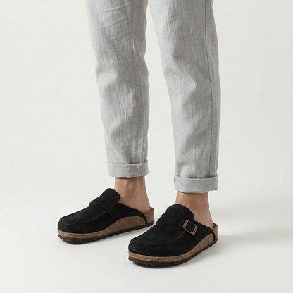 Zuecos Mujer de Ante Hebilla Ajustable Plantilla de Corcho