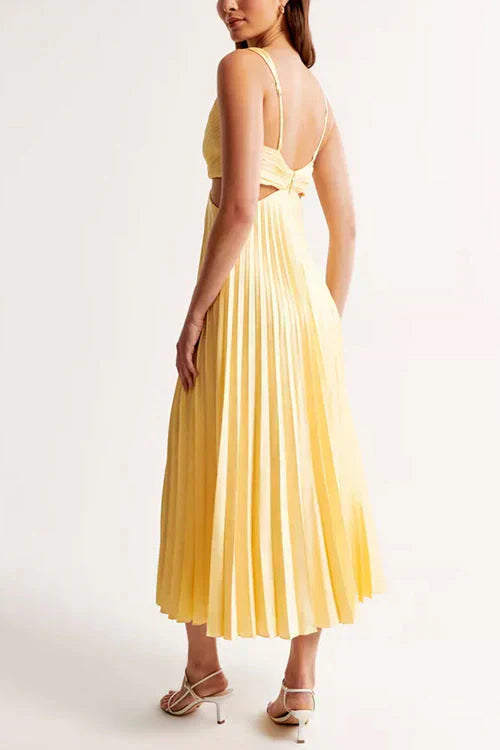 Vestido midi mujer con falda plisada ajustado