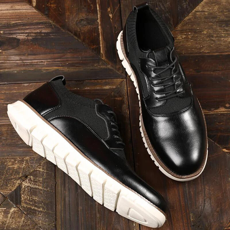 Zapatos Brogue Hombre de Cuero PU Diseño Tallado Suela Ligera