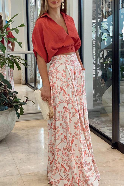 Pantalón Palazzo Mujer Estampado Floral Cintura Alta