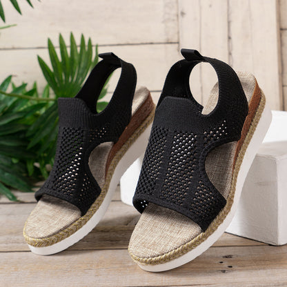 Sandalias Mujer Cuña Malla Transpirable Diseño Veraniego