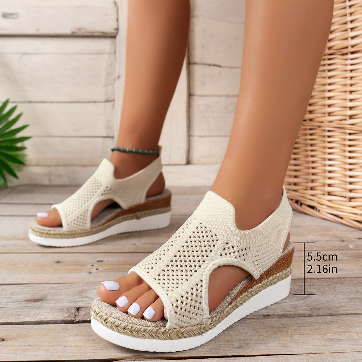 Sandalias Mujer Cuña Malla Transpirable Diseño Veraniego