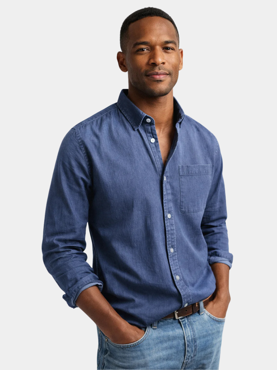Camisa hombre de lino botones manga larga elegante - Mavetta