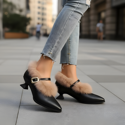 Tacones Mujer Forro Suave Hebilla Uso Diario