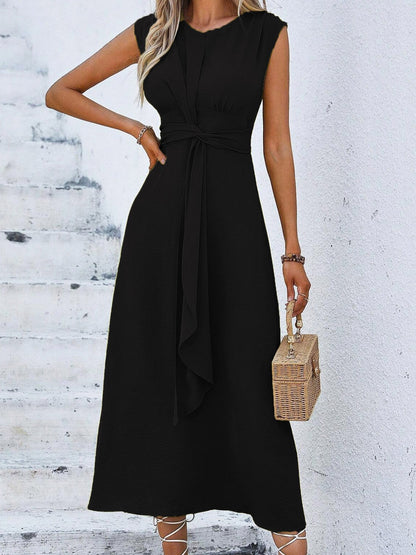 Vestido Mujer Elegante Sin Mangas Cintura Ajustable