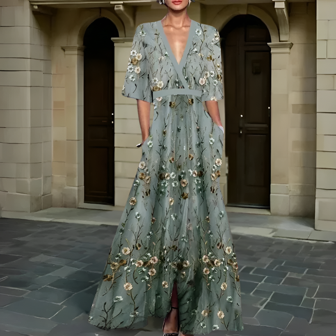 Vestido verano mujer escote en V corte fluido