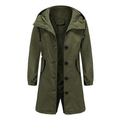 Gabardina larga mujer con capucha y cuello alto - Mavetta