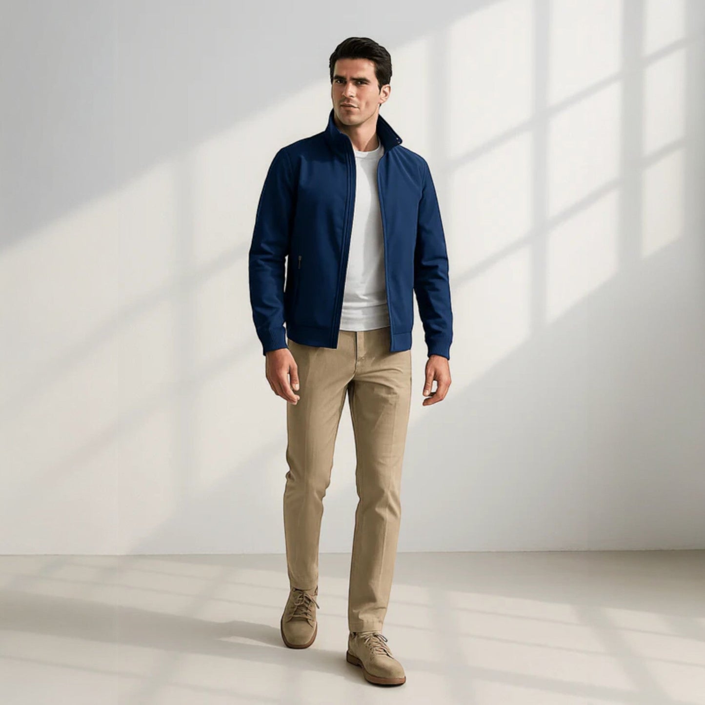 Chaqueta Bomber Hombre Ligera Cremallera Cuello Alto