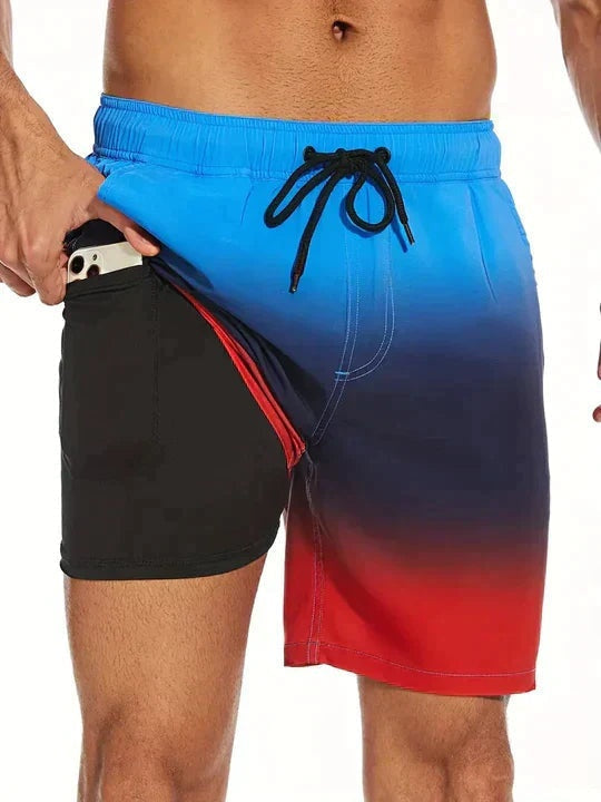 Pantalón Corto Hombre de Baño Estampado Cordón Ajustable