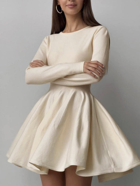 Vestido Corto Mujer de Punto Plisado Manga Larga - Mavetta
