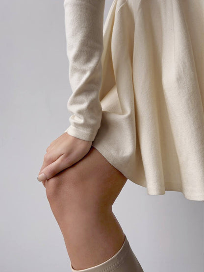 Vestido Corto Mujer de Punto Plisado Manga Larga