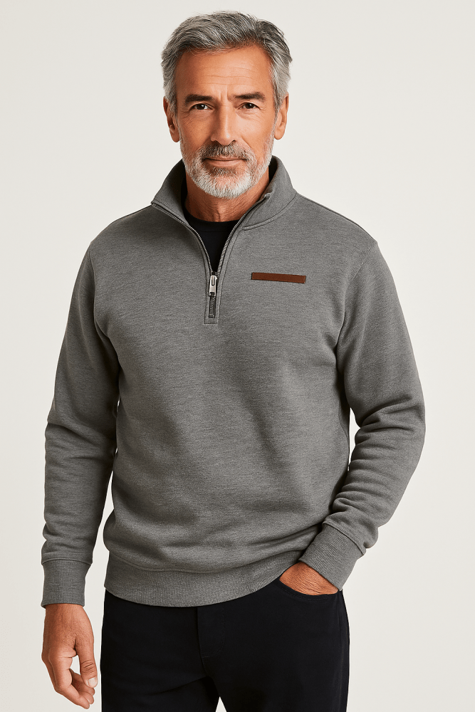 Suéter hombre de felpa con cremallera estilo casual cómodo