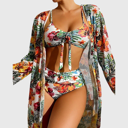 Conjunto Bikini Mujer Estampado Tropical Ajuste Comodo