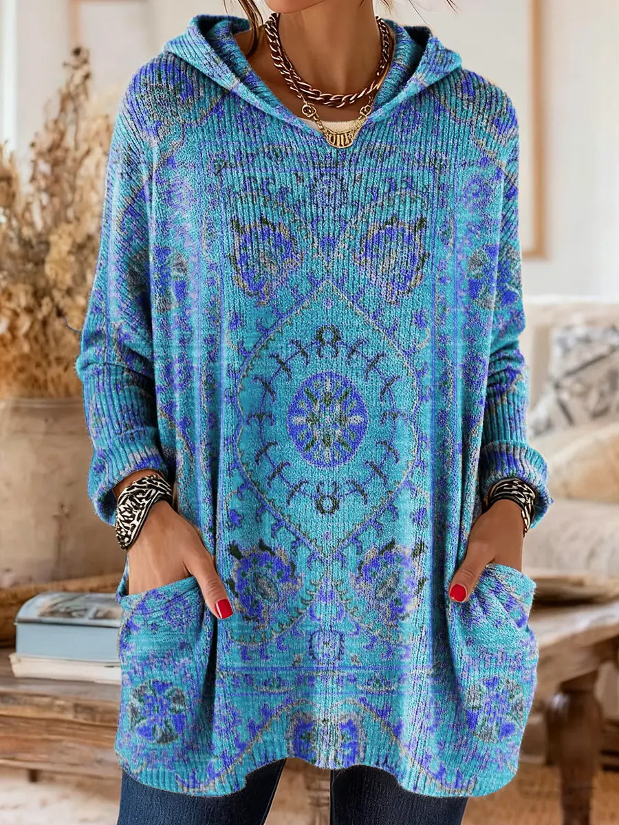 Túnica mujer con capucha estampada cómoda y cálida