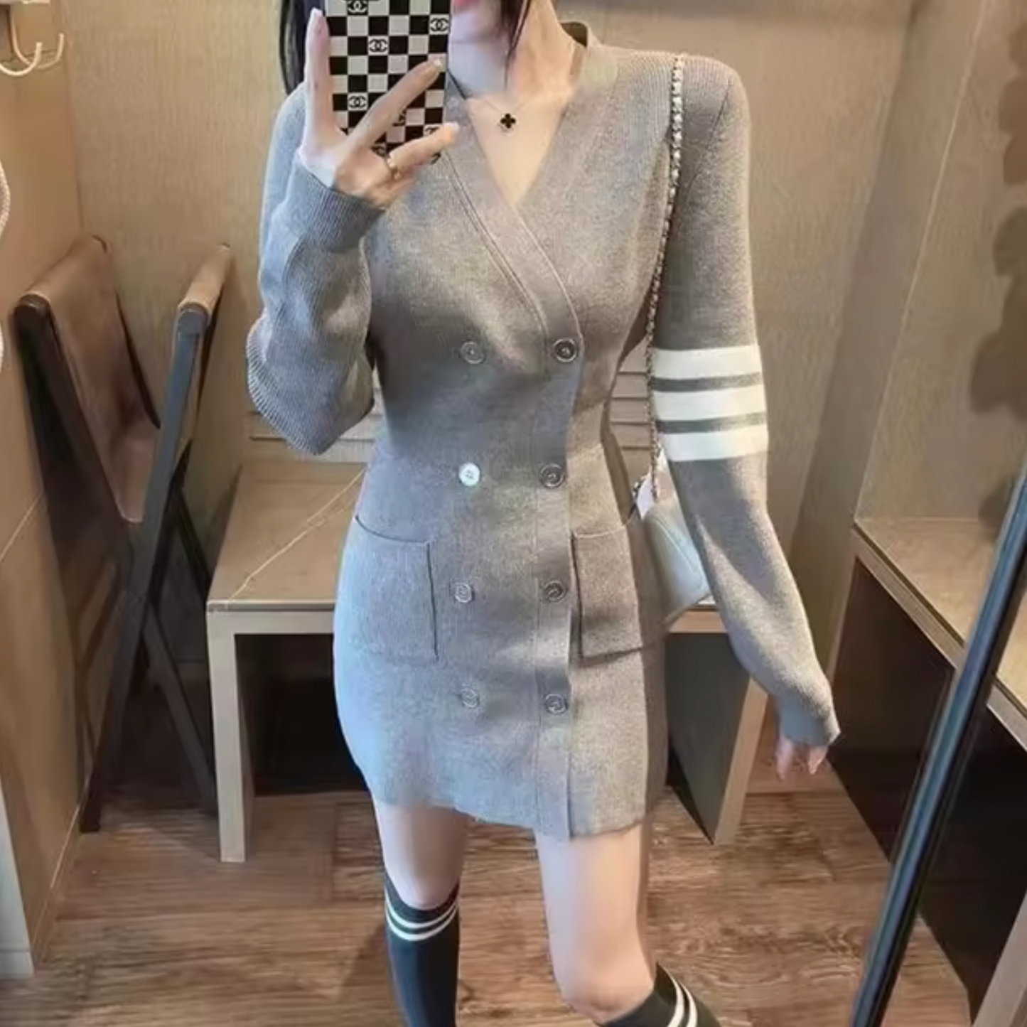 Minivestido Mujer de Punto Ajustado