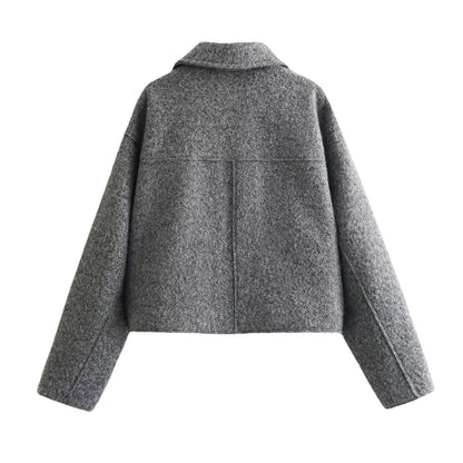 Chaqueta corta Mujer mezcla de lana diseño moderno