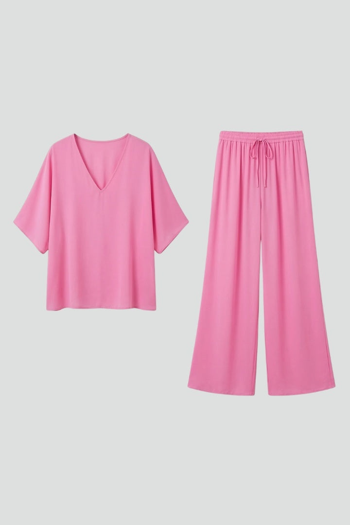 Conjunto Palazzo Mujer Fluido Escote en V - Mavetta