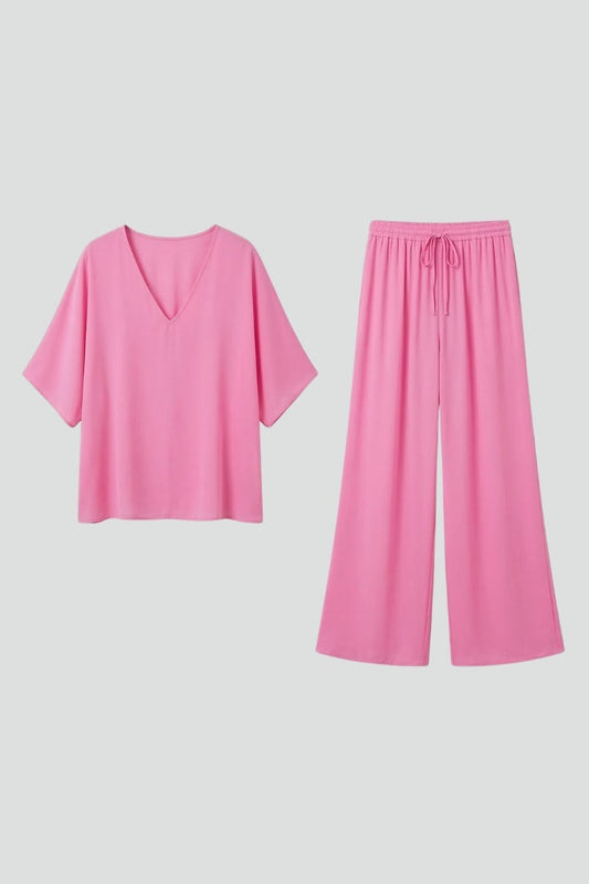 Conjunto Palazzo Mujer Fluido Escote en V - Mavetta