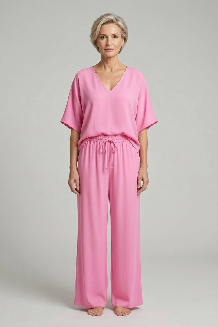 Conjunto Palazzo Mujer Fluido Escote en V