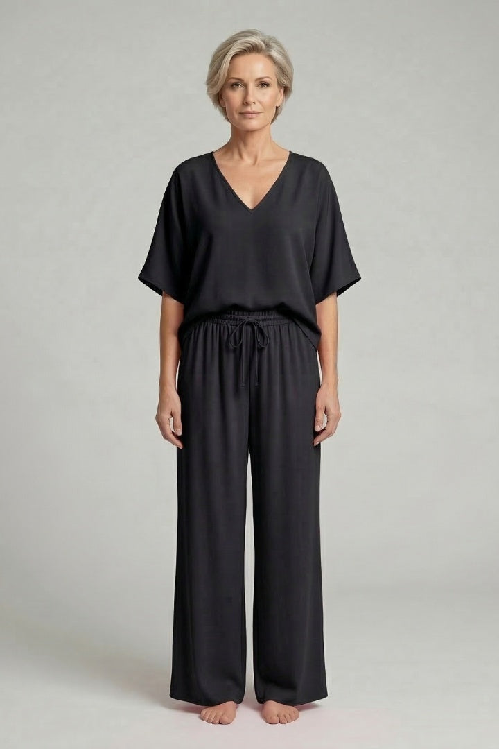 Conjunto Palazzo Mujer Fluido Escote en V