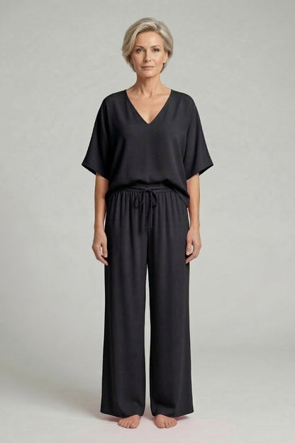Conjunto Palazzo Mujer Fluido Escote en V