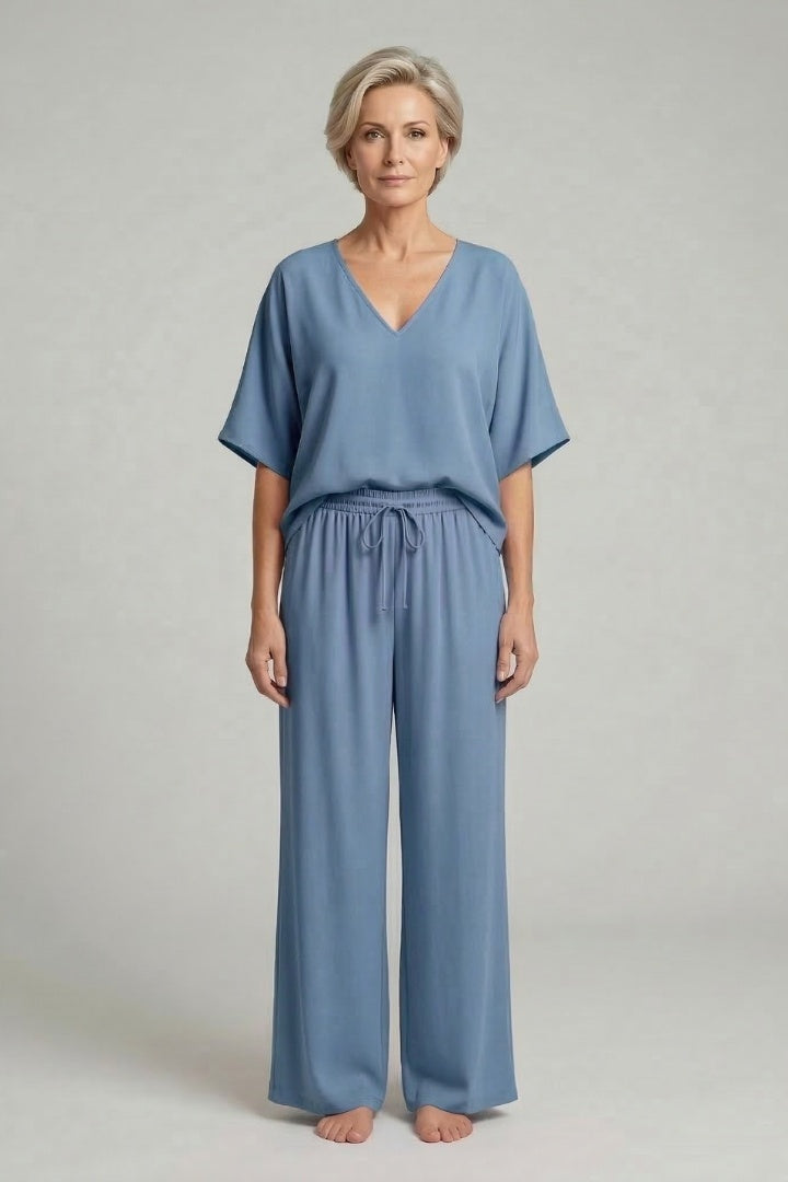 Conjunto Palazzo Mujer Fluido Escote en V