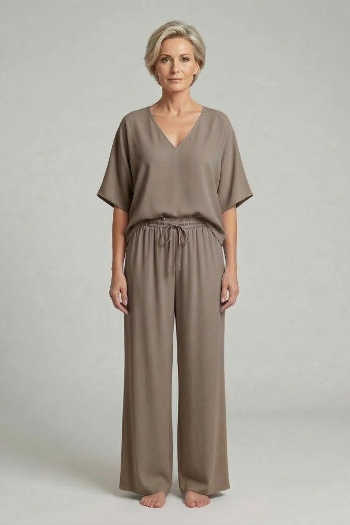 Conjunto Palazzo Mujer Fluido Escote en V