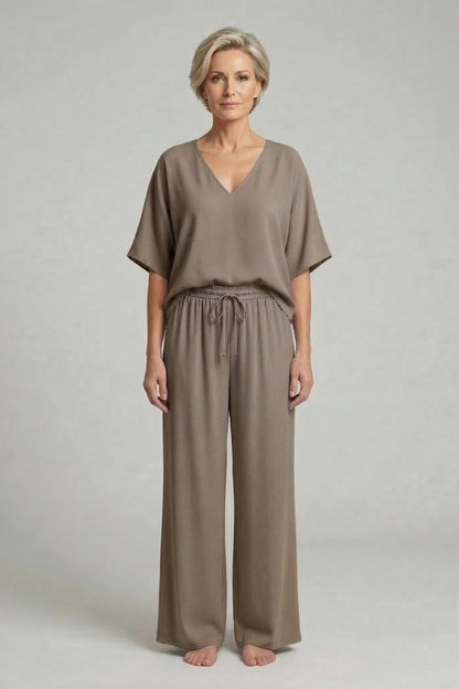 Conjunto Palazzo Mujer Fluido Escote en V