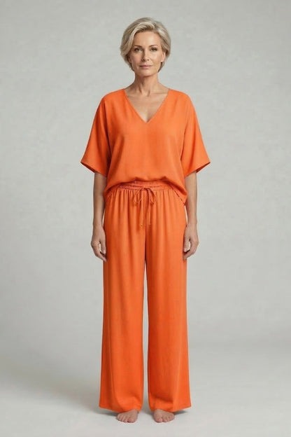 Conjunto Palazzo Mujer Fluido Escote en V