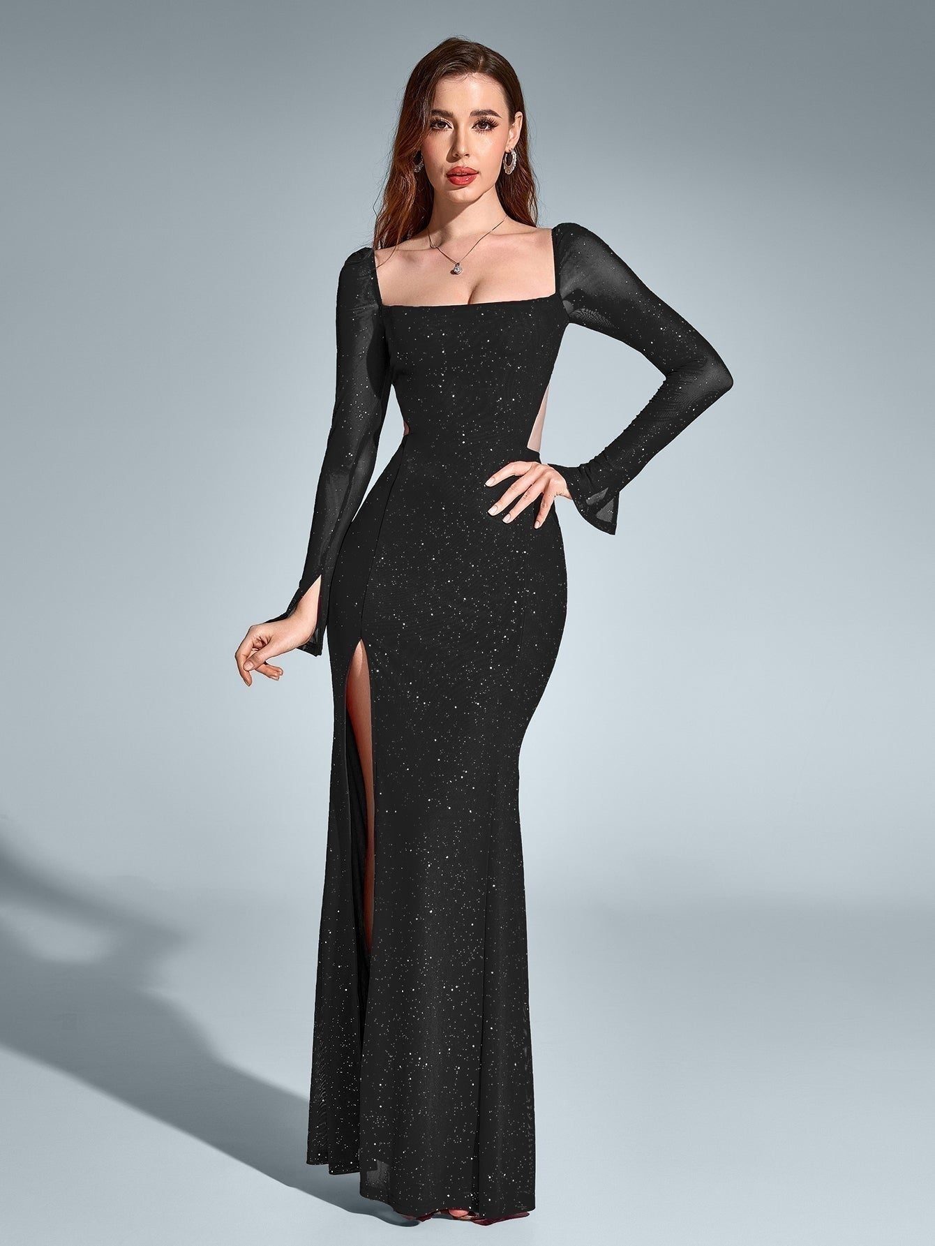 Vestido Largo Mujer Gala Espalda Descubierta Abertura Lateral
