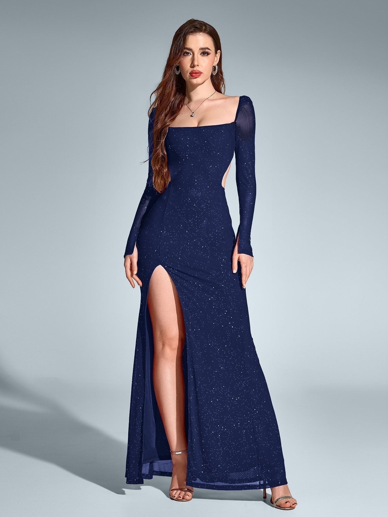 Vestido Largo Mujer Gala Espalda Descubierta Abertura Lateral