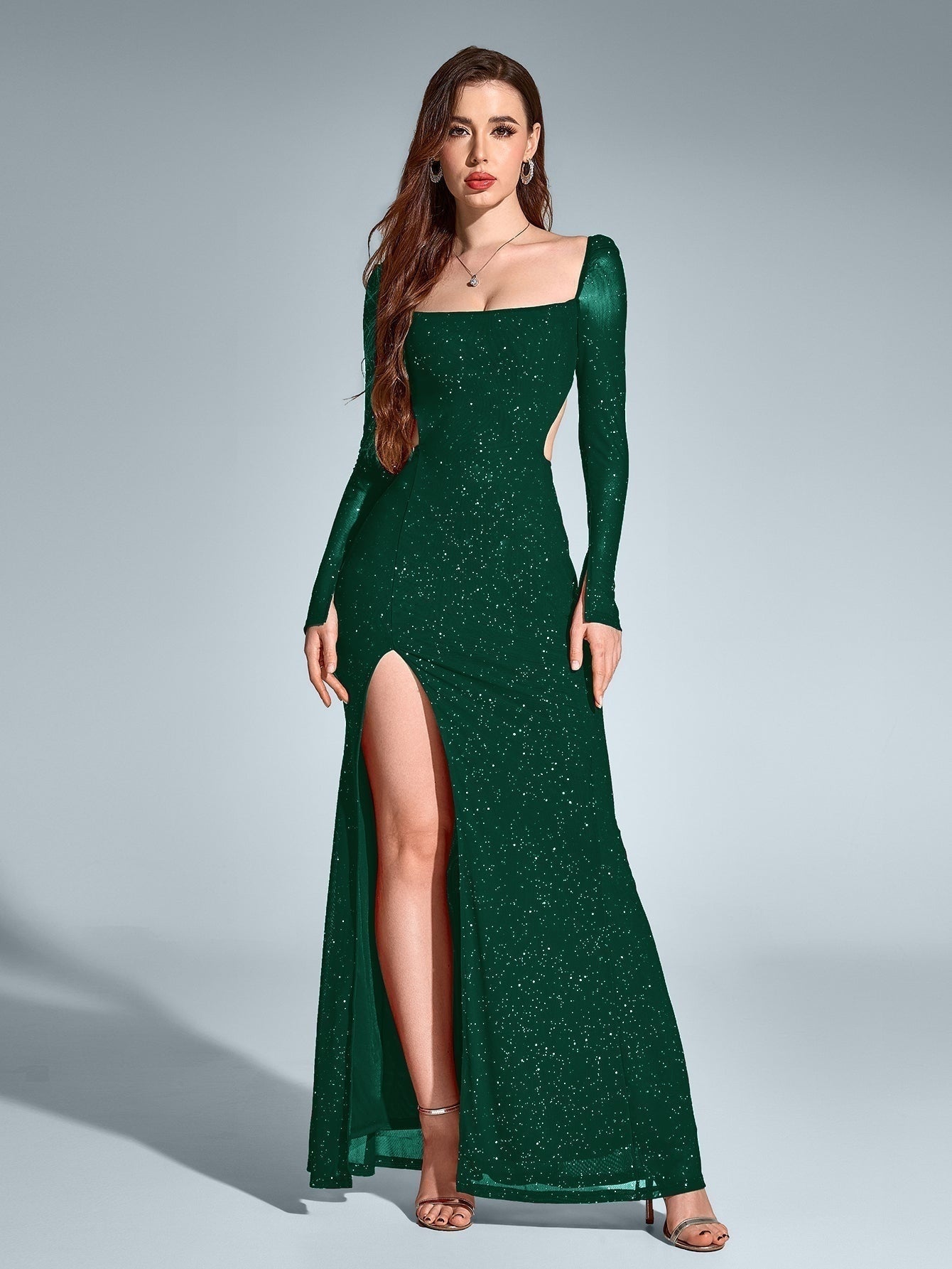 Vestido Largo Mujer Gala Espalda Descubierta Abertura Lateral