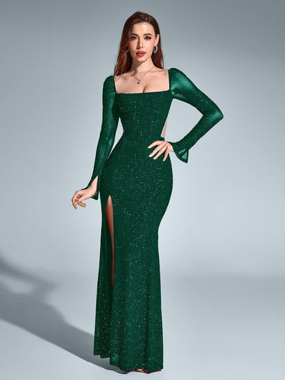 Vestido Largo Mujer Gala Espalda Descubierta Abertura Lateral