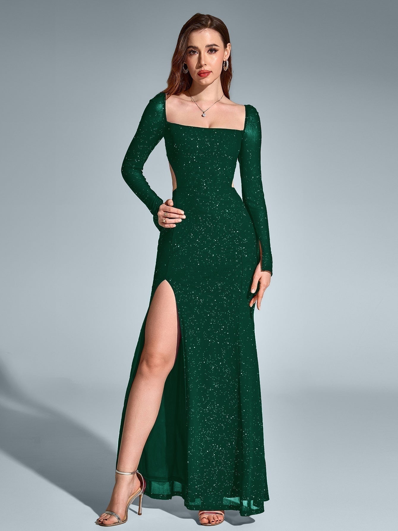 Vestido Largo Mujer Gala Espalda Descubierta Abertura Lateral