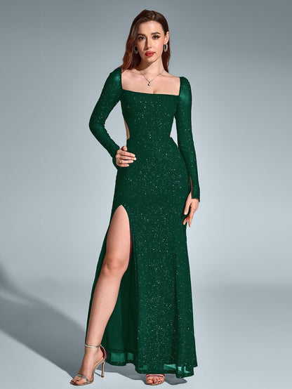 Vestido Largo Mujer Gala Espalda Descubierta Abertura Lateral