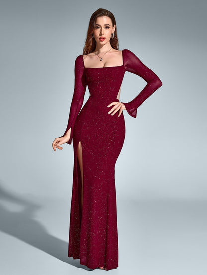 Vestido Largo Mujer Gala Espalda Descubierta Abertura Lateral