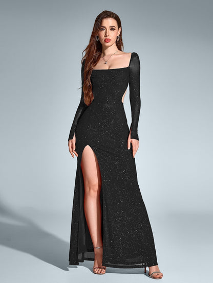 Vestido Largo Mujer Gala Espalda Descubierta Abertura Lateral