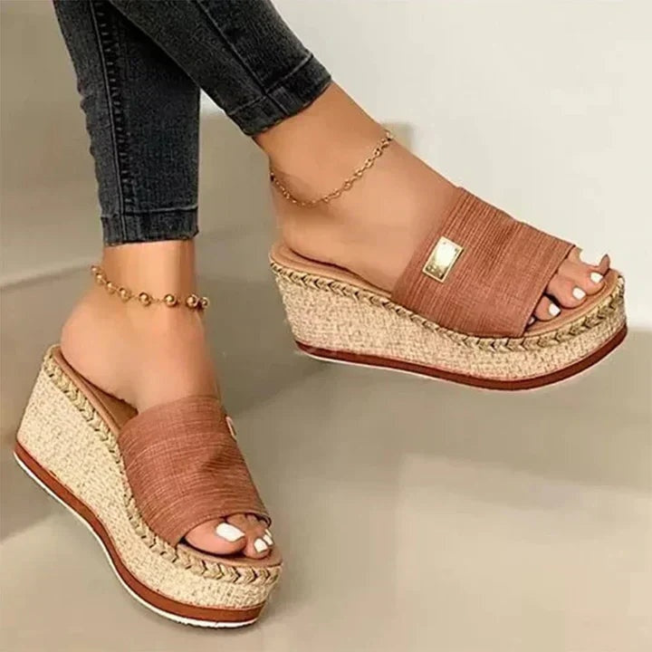 Sandalias Cuña Mujer Espadrilles Tira Ancha Plataforma