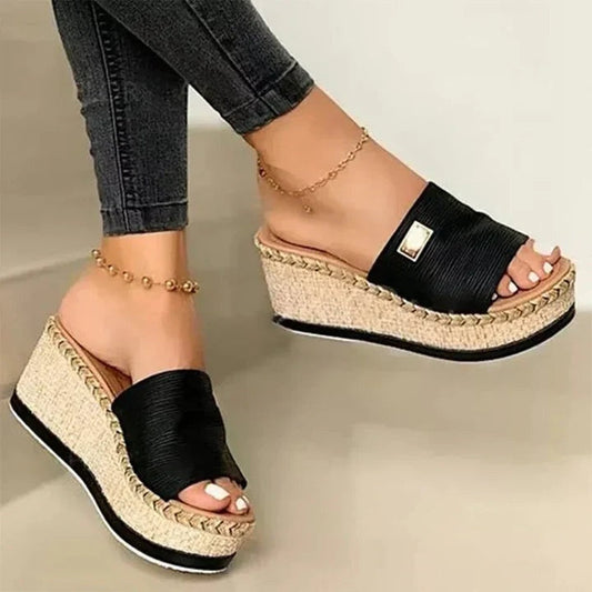 Sandalias Cuña Mujer Espadrilles Tira Ancha Plataforma - Mavetta
