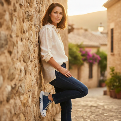 Zapatillas Mujer de Lona Cordones Suela Gruesa