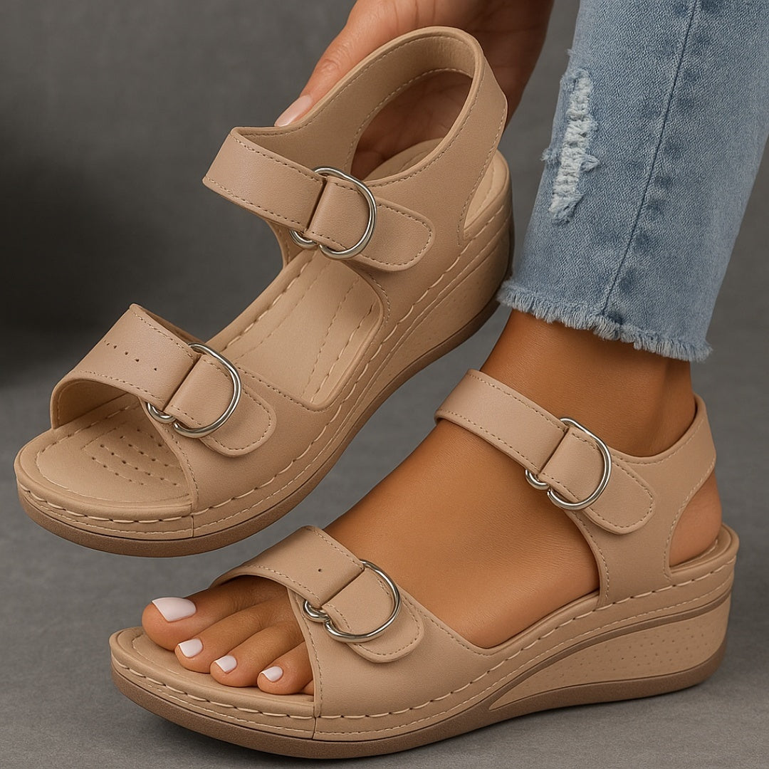 Sandalias Cuña Mujer con Velcro Plantilla Acolchada