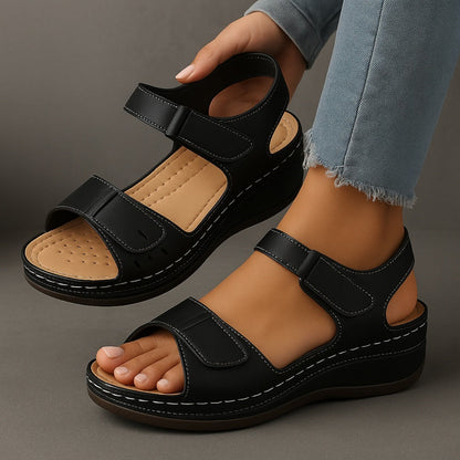 Sandalias Cuña Mujer con Velcro Plantilla Acolchada