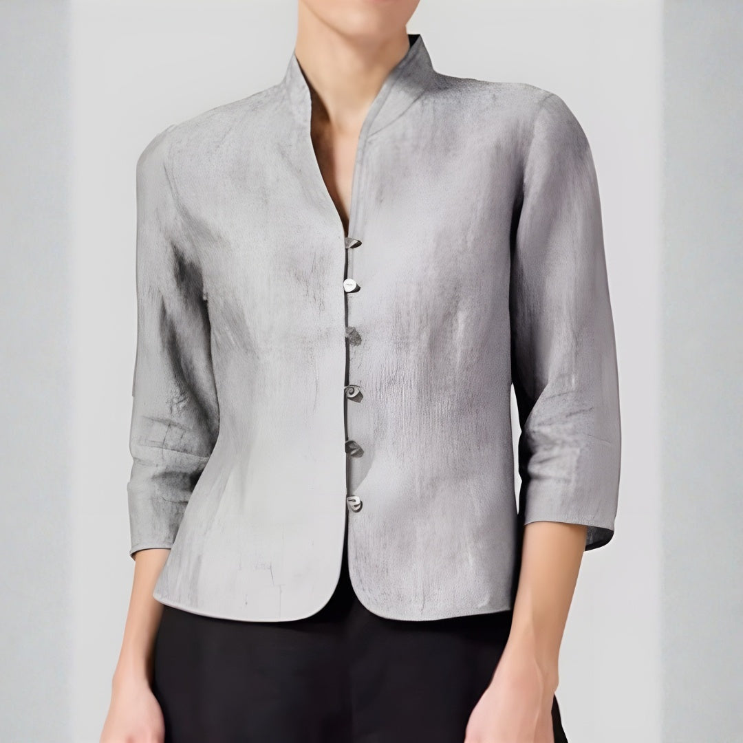 Blusa Mujer Manga Larga Botones Ajuste Elegante