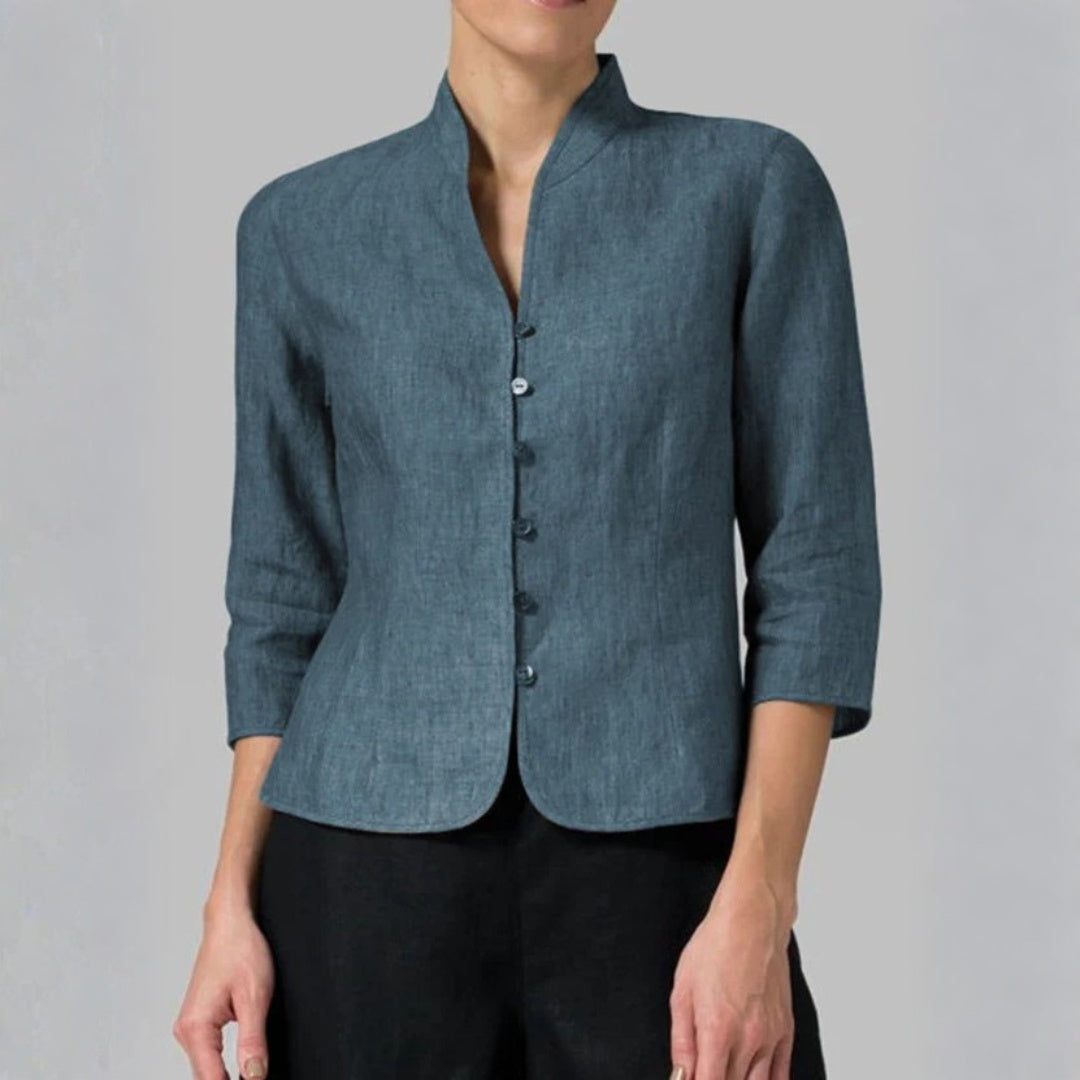Blusa Mujer Manga Larga Botones Ajuste Elegante