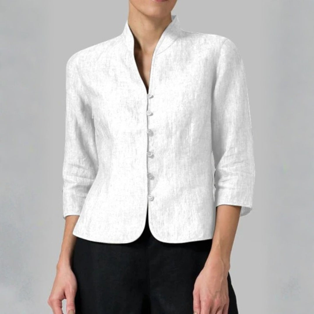 Blusa Mujer Manga Larga Botones Ajuste Elegante