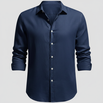 Camisa Hombre de Lino Manga Larga Cuello Abierto