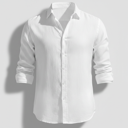 Camisa Hombre de Lino Manga Larga Cuello Abierto